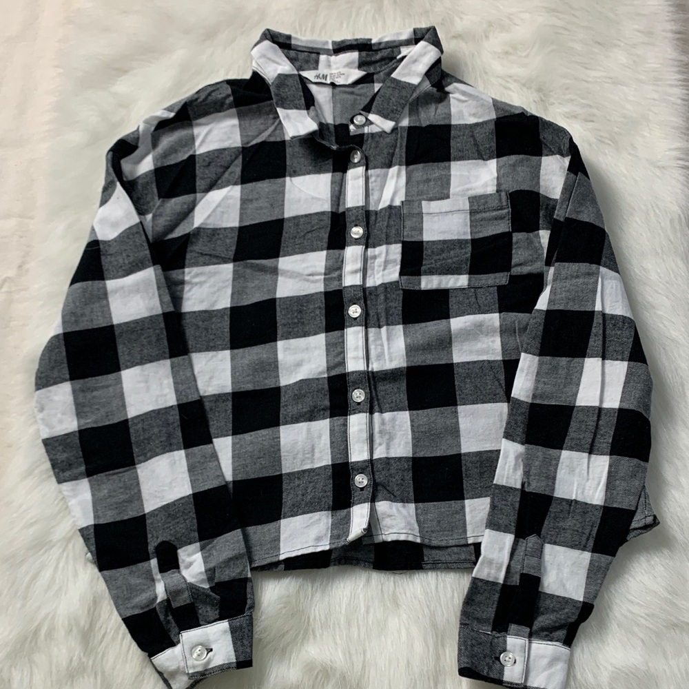 H&M Black and White Checkered Kids Button Down Shirt